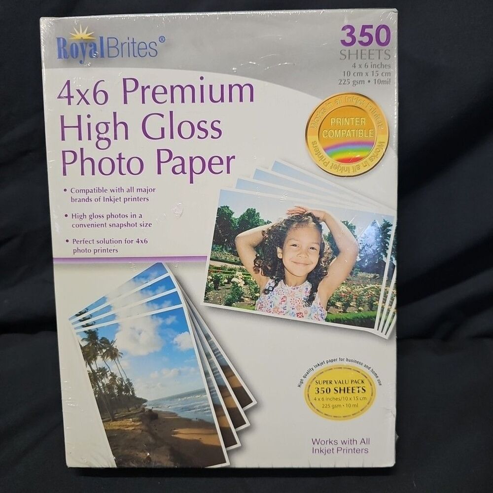Royal Brites 4" x 6" Premium High Gloss Photo Paper 350 Sheets